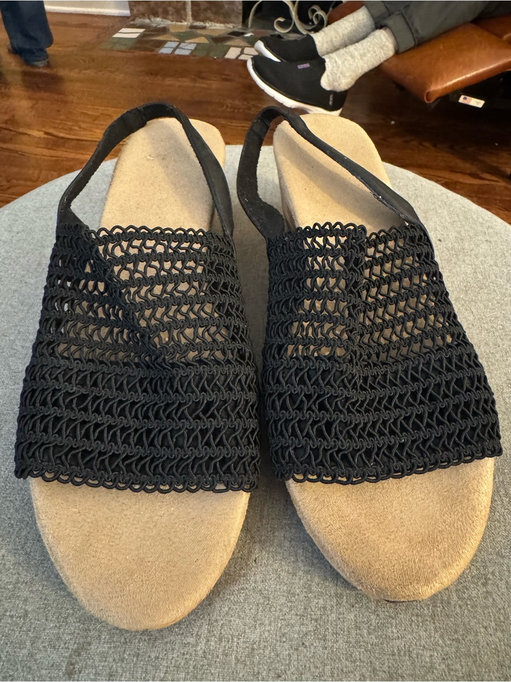 Women’s Black Knit Slingback Sandals